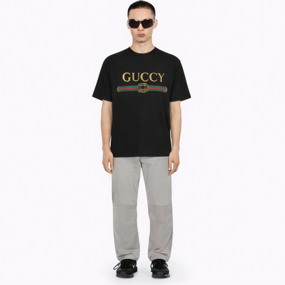 GUCCY 3er-T-Shirt Set mit Iconic Logo – Schwarz / Rot / Weiß