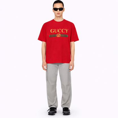 GUCCY 3er-T-Shirt Set mit Iconic Logo – Schwarz / Rot / Weiß