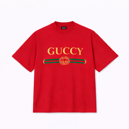 GUCCY 3er-T-Shirt Set mit Iconic Logo – Schwarz / Rot / Weiß